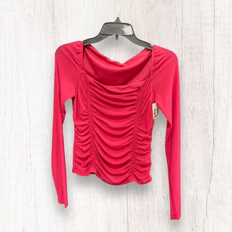 women's long sleeve tops with ribbed hemsPink Top Long Sleeve Bar Iii, Size S