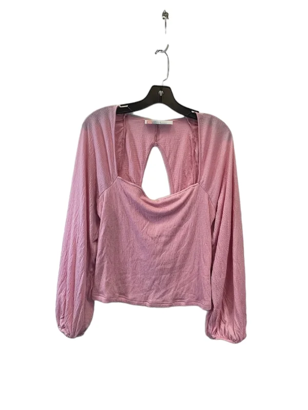 women's long sleeve tops for workPink Top Long Sleeve Free People, Size L