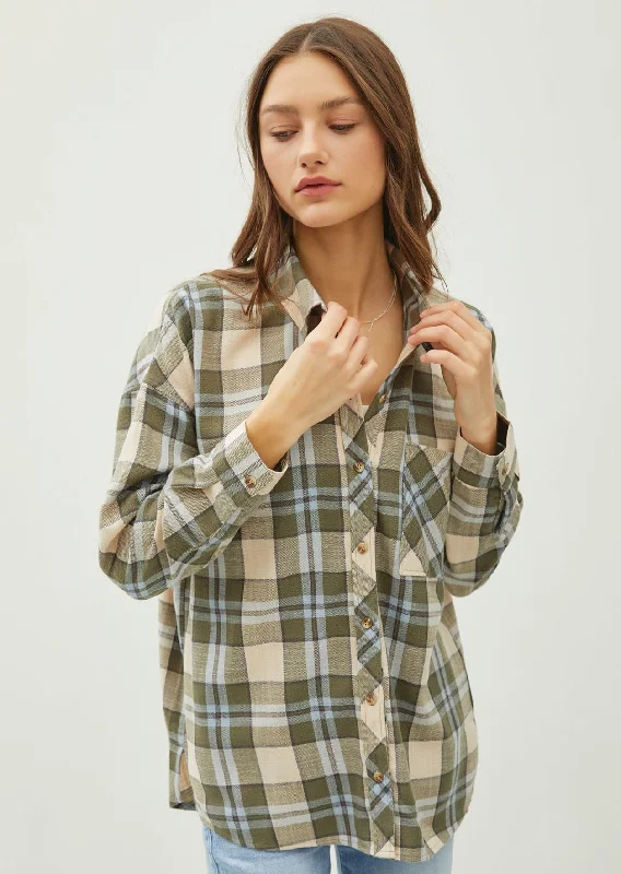 women's tops with beading accentsSpruce Plaid Flannel