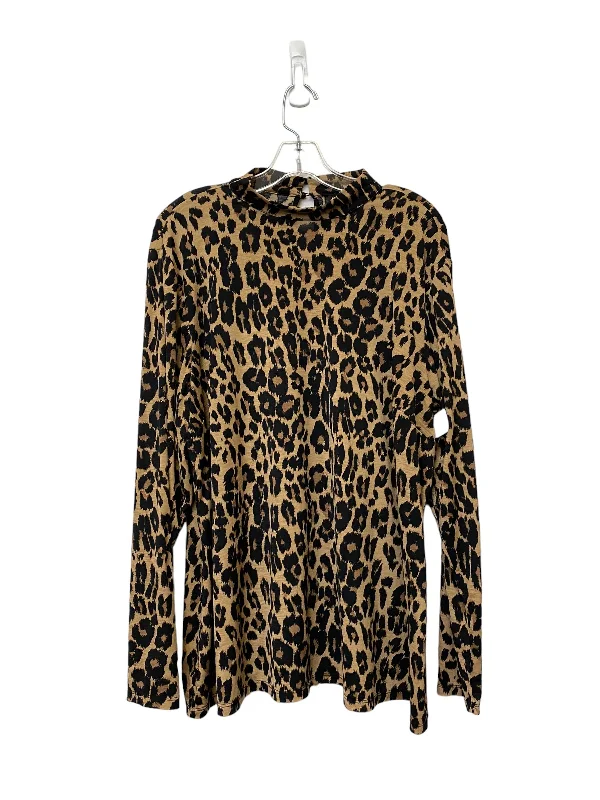 women's long sleeve tops with off-the-shoulder cutsAnimal Print Top Long Sleeve Lane Bryant, Size 22