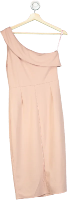 women's tall dressesWalG Blush Dakota One Shoulder Frill Midi Dress UK 14