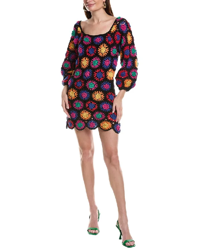 women's glam dressesFARM Rio Crochet Flowers Mini Dress