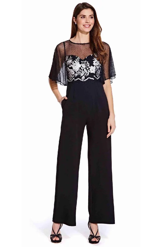 women's formal jumpsuitsAdrianna Papell - AP1E205755 Floral Embroidered Jumpsuit