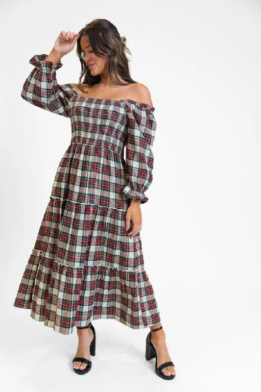 women's formal dressesTime For Cheer Multi Plaid Midi Dress