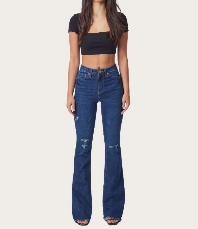 women's ankle-length denim jeansHigh-Rise Flare Jean In Midnight Sky Blue