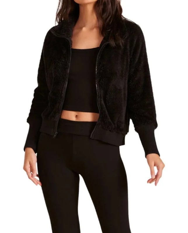 women's coats for those who seek both warmth and flairZip Front Funnel Neck Jacket In Black