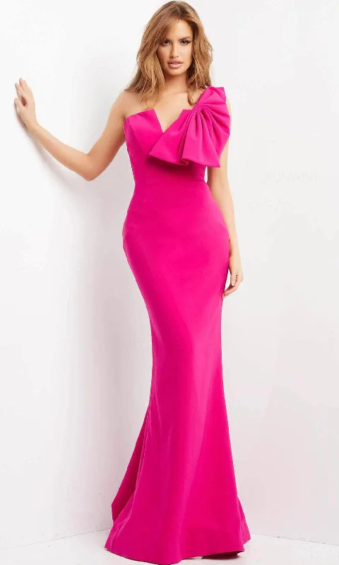 women's neon dressesJovani 07306 - Bow Accented Mermaid Evening Dress