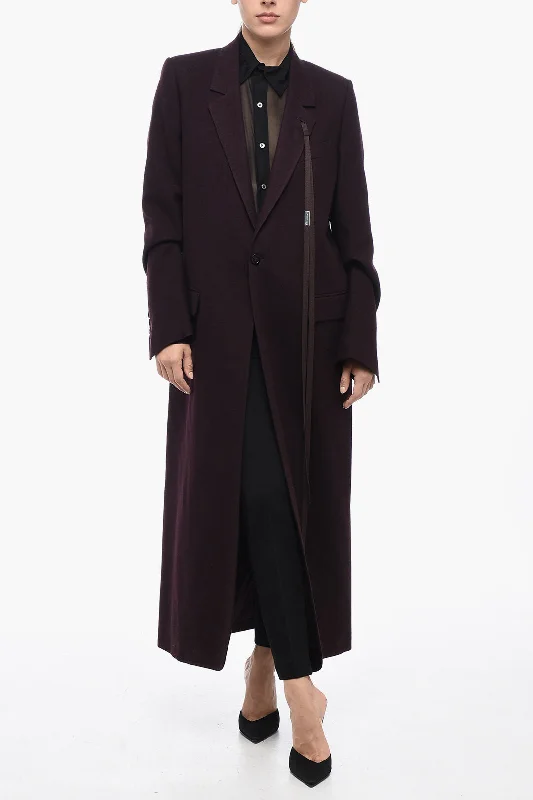 eco-friendly women's coatsAnn Demeulemeester Single Breasted Wool Coat With Flap Pockets