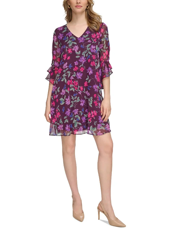 women's high-end dressesWomens Mini Floral Print Shift Dress