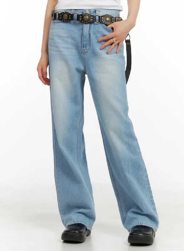 women's denim jeans with cotton blendCotton Washed Straight Jeans CA418