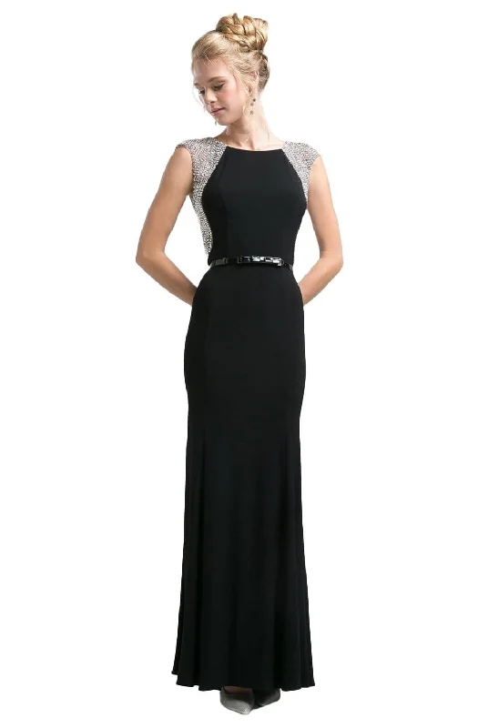 women's A-line dressesCinderella Divine - 8115 Beaded Scoop Sheath Evening Gown