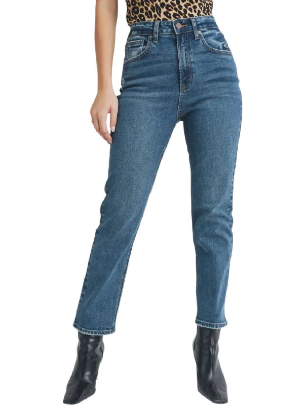 women's denim jeans for apple-shaped bodiesClassic Slim Straight Jeans In Blue