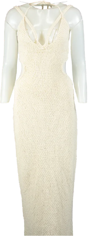 women's wrap dressesJLUX LABEL Cream Crochet Knit Midi Dress UK M