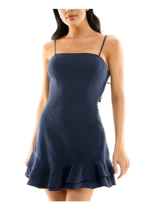 women's cocktail dressesJuniors Womens Open Back Linen Mini Dress