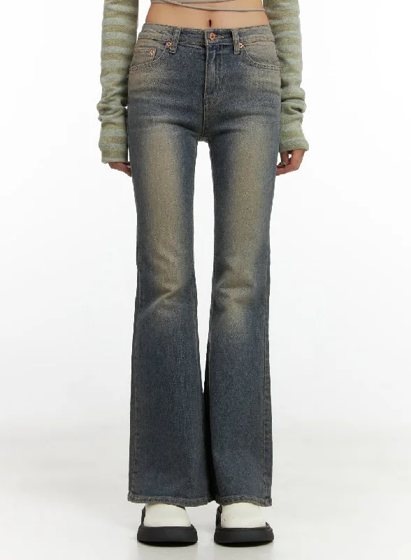 women's denim jeans with ripped kneesLydia Slim Washed Bootcut Jeans CO424