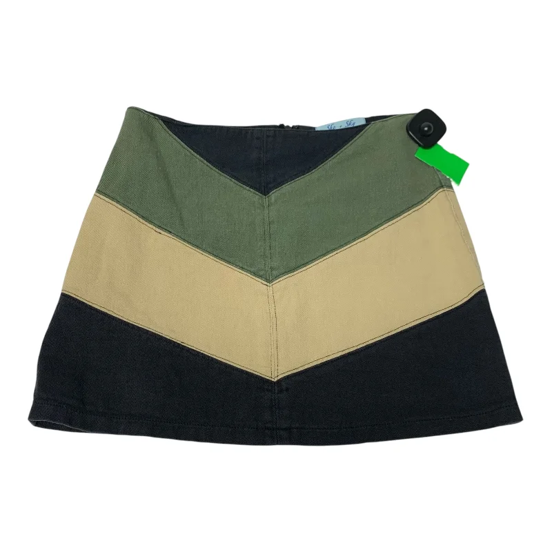 women's formal tiered skirtsSkirt Mini & Short By She + Sky In Green & Tan, Size: S