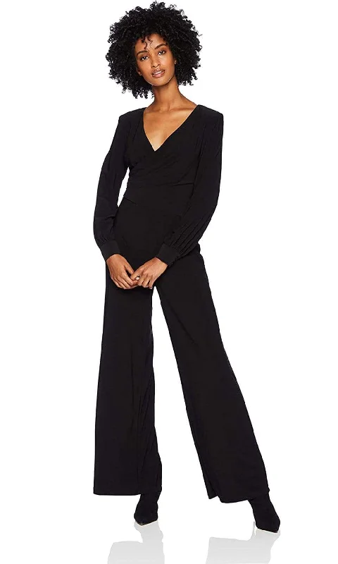 women's fitted jumpsuitsAdrianna Papell - AP1D102822 Bishop Sleeve Surplice Bodice Jumpsuit