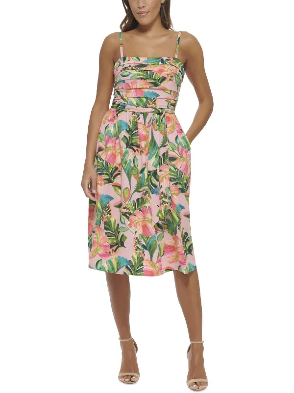 women's business casual dressesWomens Floral Pleated Midi Dress