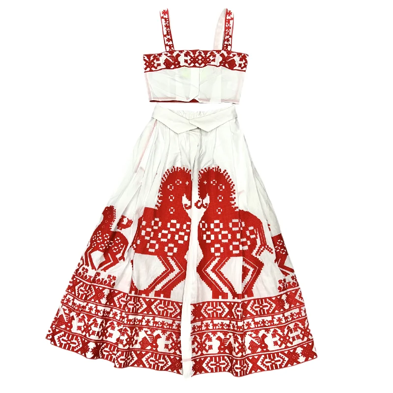 women's vintage leather skirtsSkirt Set 2pc By Yuliyah Magdych In Red & White, Size: Xs