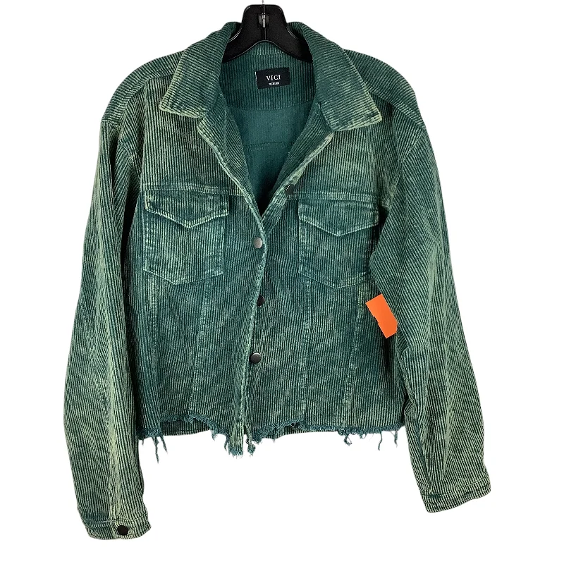 women's coats for pear-shaped bodiesJacket Denim By Vici In Green Denim, Size: M