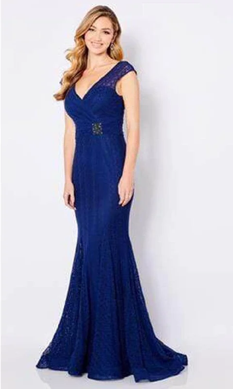 women's party dressesCameron Blake - 221696 Cap Sleeve Wrap Bodice Evening Dress