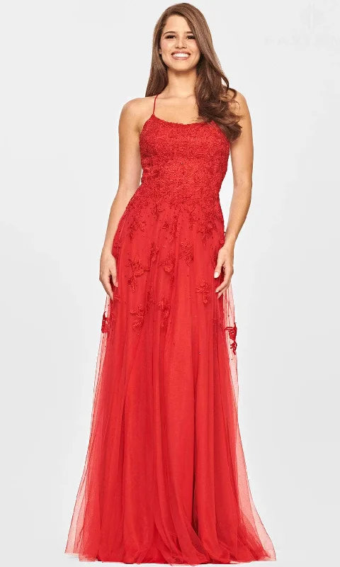 women's designer dressesFaviana S10823 - Laced Scoop Evening Dress