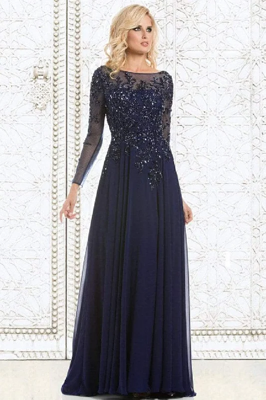 women's floral dressesFeriani Couture -  Long Sleeve Beaded Illusion A-Line Evening Gown 26145