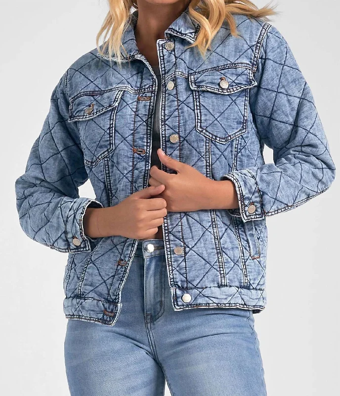 modern women's coatsQuilted Jean Jacket In Blue