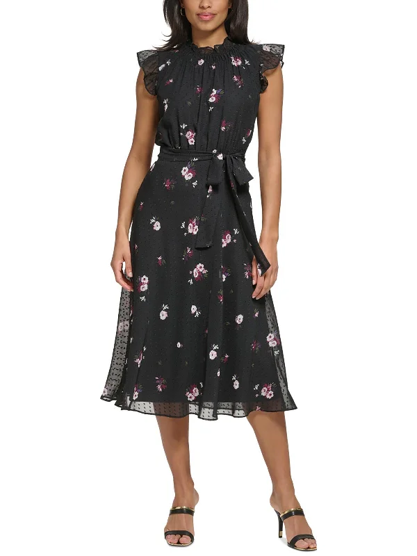 women's lightweight dressesWomens Midi Floral Print Midi Dress