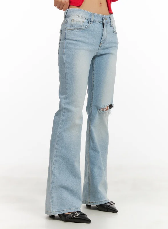 women's denim jeans for casual wearDistressed Bootcut Jeans CY403