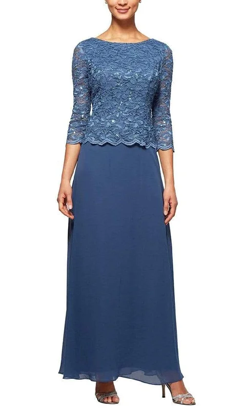 women's bridesmaid dressesAlex Evenings - 212655 Sequined Lace Bateau Neck Sheath Dress