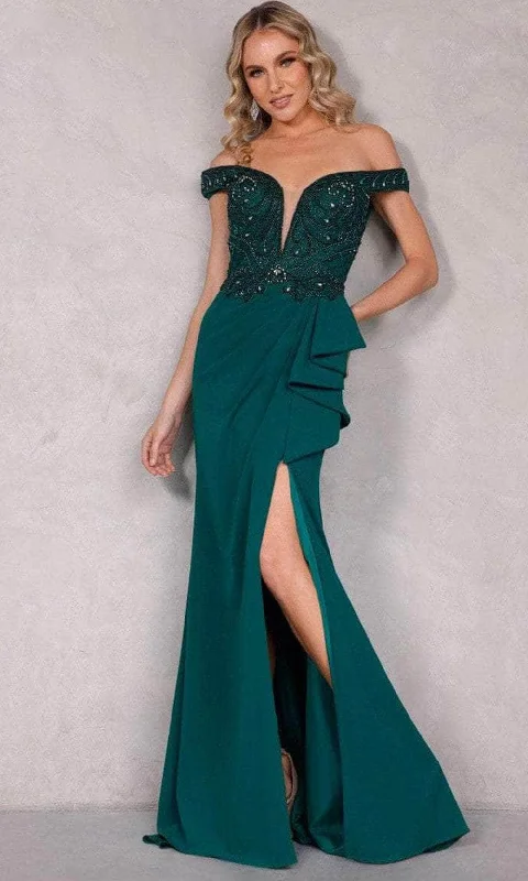 women's easy-to-wear dressesTerani Couture 2221M0381 - Off Shoulder Draped Evening Dress