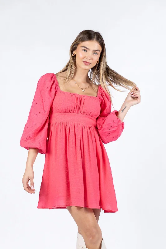 women's petite dressesBeautiful Thoughts Pink Lace Sleeve Mini Dress