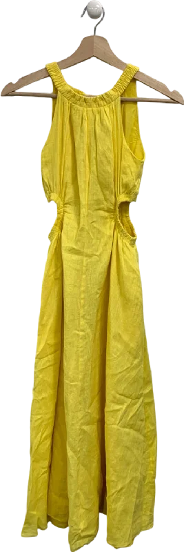 women's lace dressesForever New Yellow Cutout Midi Dress UK 4