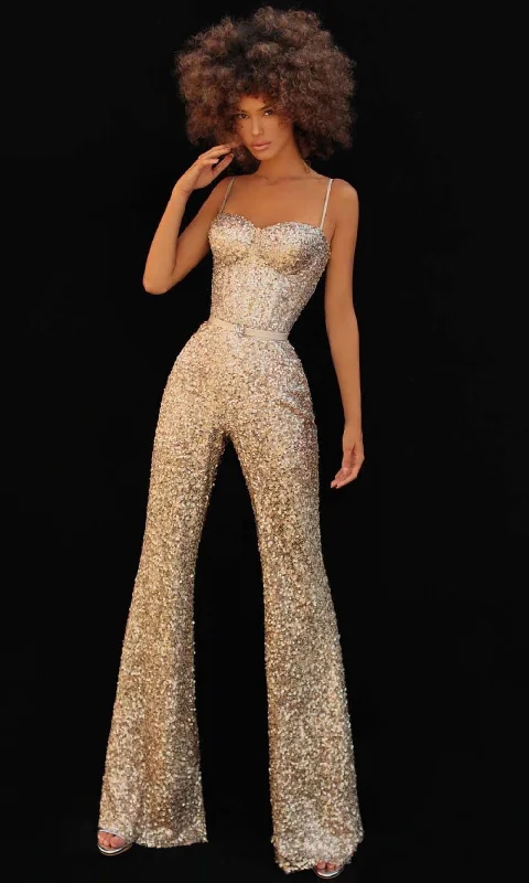 women's jumpsuits for maximalist fashionTarik Ediz - 51163 Fitted Sweetheart Jumpsuit