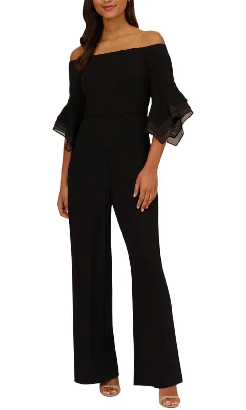 women's jumpsuits for ethical manufacturingAdrianna Papell AP1E209617 - Flounce Sleeve Jumpsuit