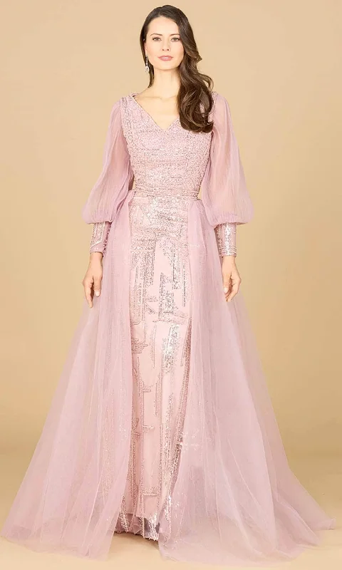 women's bespoke dressesLara Dresses 29158 - V-Neck Long Sleeve Evening Gown