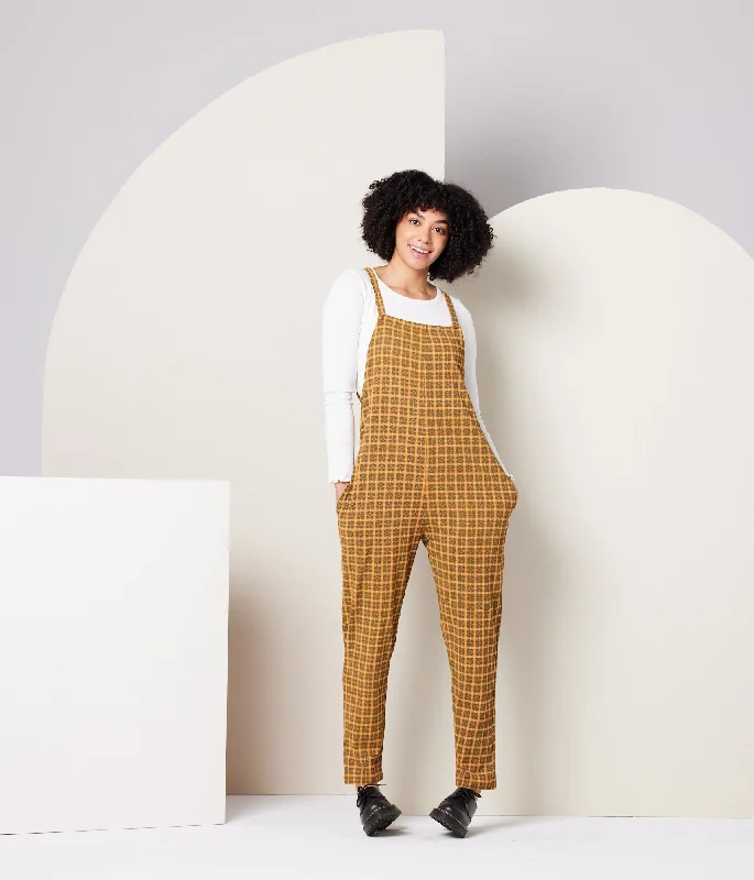 women's jumpsuits with halter necksCadence Overall - Apricot Plaid