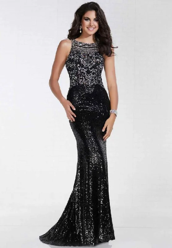 women's luxury dressesTiffany Designs - Sequined Halter Sheath Evening Gown 16298 - 1 pc Black In Size 4 Available