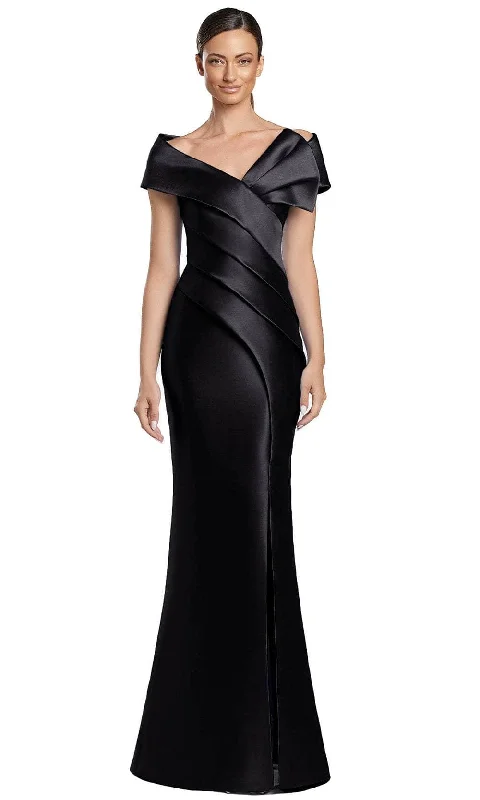 women's A-line dressesAlexander by Daymor 2052F24 - Pleated Bodice Off Shoulder Evening Gown