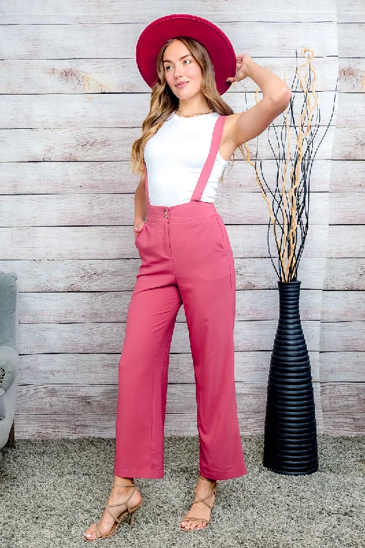 women's jumpsuits with pocketsJumpsuit Pants With Attached Suspenders 2 Pockets Front Closure and 2 Buttons (910602-CH589)