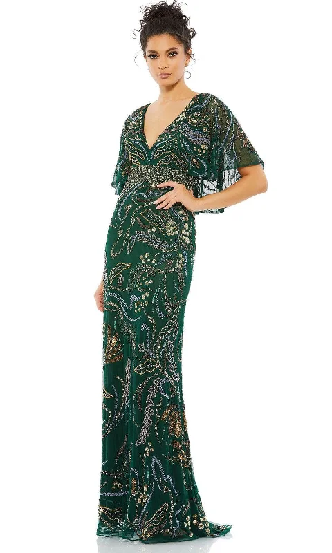 women's mother of the bride dressesMac Duggal 5239 - Cape Sleeve V-Neck Evening Dress