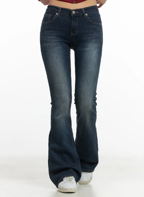 women's denim jeans with adjustable waistbandsLexie Back-Logo Bootcut Jeans CO402