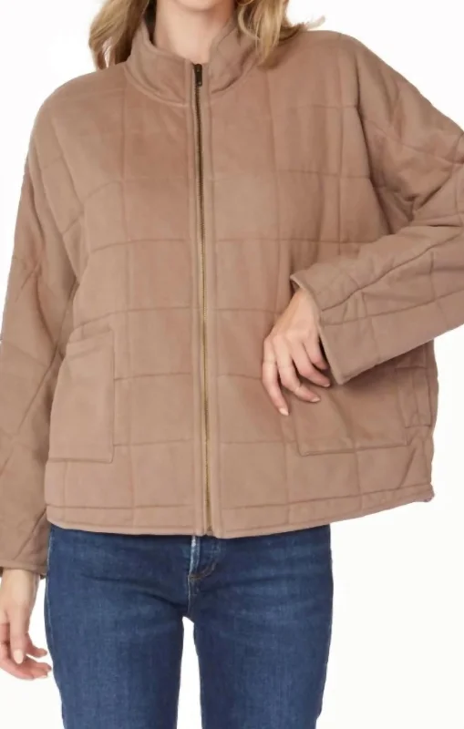 women's coats for those who prefer classic over trendyMockneck Straight Sleeve Jacket In Hazelnut