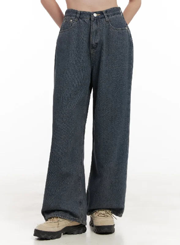 women's denim jeans with elastic waistbandsCher Comfy Cotton Wide Leg Jeans OD403