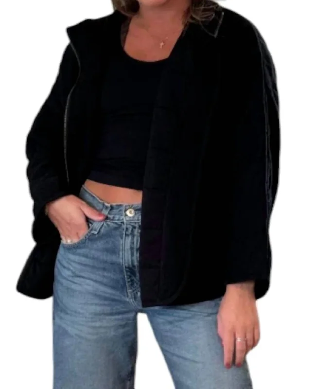 women's coats for casual FridaysMockneck Straight Sleeve Jacket In Black