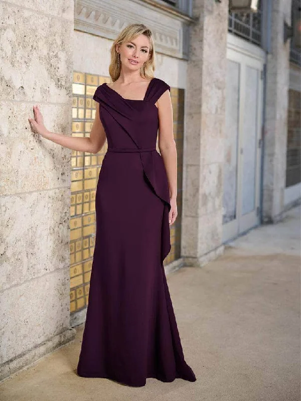 women's satin dressesChristina Wu Eleganve 17180 - Asymmetric Neck Scuba Evening Gown