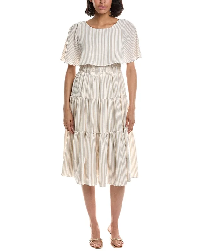 women's pear-shaped body dressesMaison Tara Tiered Linen-Blend Midi Dress