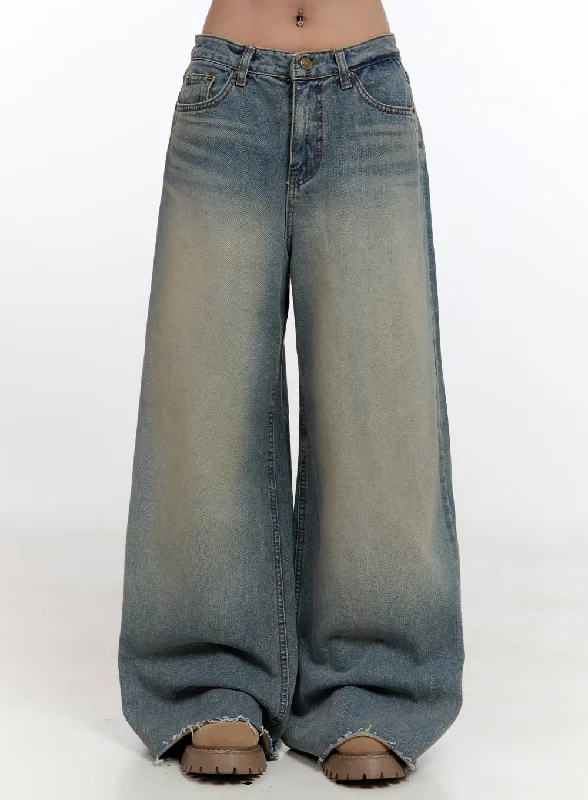 women's denim jeans with adjustable waistbandsFelicia Cotton Wide Fit Baggy Jeans CN425