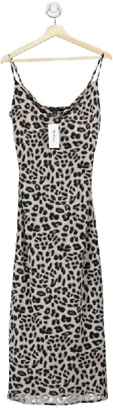 women's tall dressesNew Look Leopard Print Cowl Neck Midi Dress UK 12